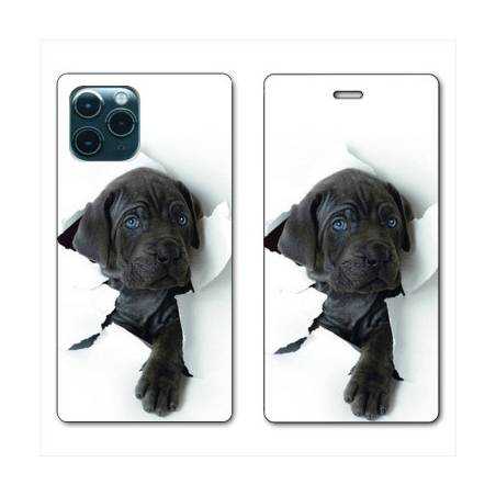 RV Housse cuir portefeuille Iphone 11 Pro (6,1") Chien noir