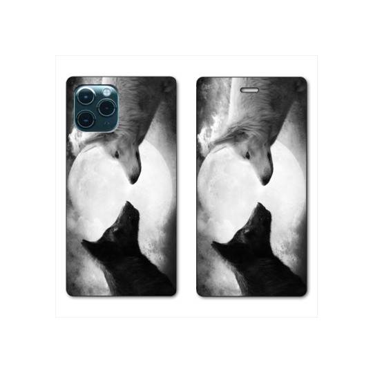RV Housse cuir portefeuille Iphone 11 Pro (6,1") Loup Duo