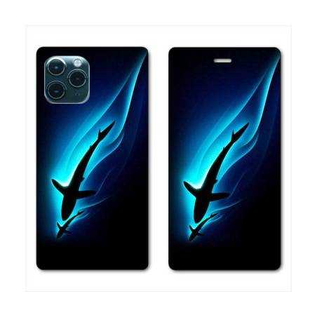 RV Housse cuir portefeuille Iphone 11 Pro (6,1") Requin Noir