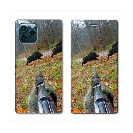 RV Housse cuir portefeuille Iphone 11 Pro (6,1") chasse Vision Tir