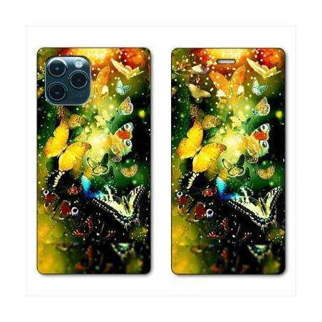 RV Housse cuir portefeuille Iphone 11 Pro (6,1") papillons papillon jaune