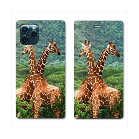 RV Housse cuir portefeuille Iphone 11 Pro (6,1") savane Girafe Duo