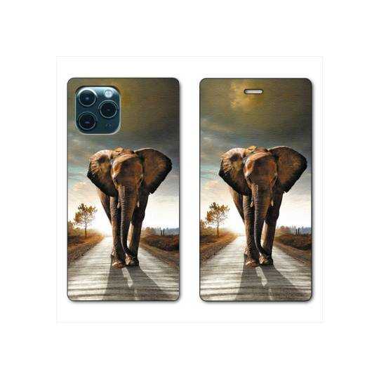 RV Housse cuir portefeuille Iphone 11 Pro (6,1") savane Elephant route