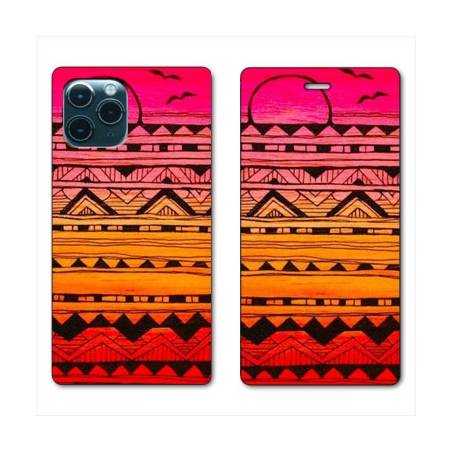 RV Housse cuir portefeuille Iphone 11 Pro (6,1") motifs Aztec azteque soleil