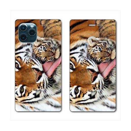 RV Housse cuir portefeuille Iphone 11 Pro (6,1") bebe tigre
