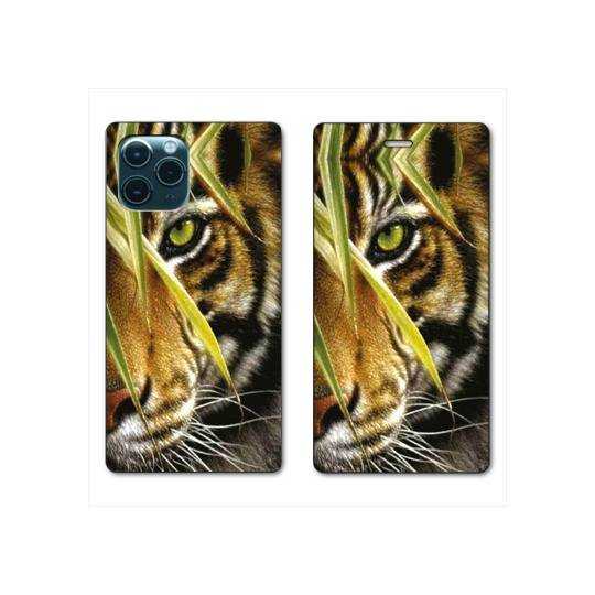 RV Housse cuir portefeuille Iphone 11 Pro (6,1") œil tigre