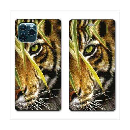 RV Housse cuir portefeuille Iphone 11 Pro (6,1") œil tigre