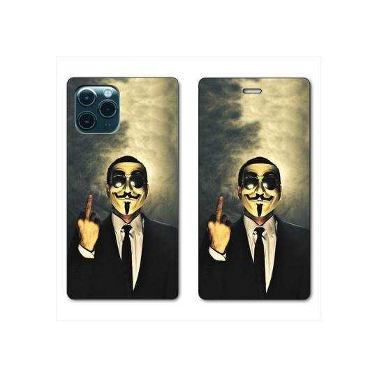 RV Housse cuir portefeuille Iphone 11 Pro (6,1") Anonymous doigt