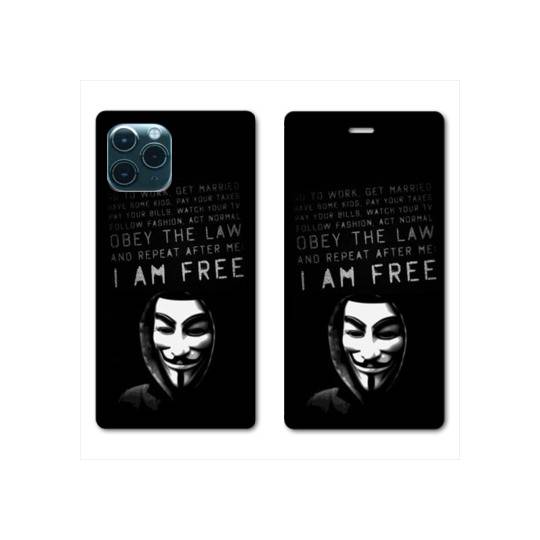 RV Housse cuir portefeuille Iphone 11 Pro (6,1") Anonymous I am free