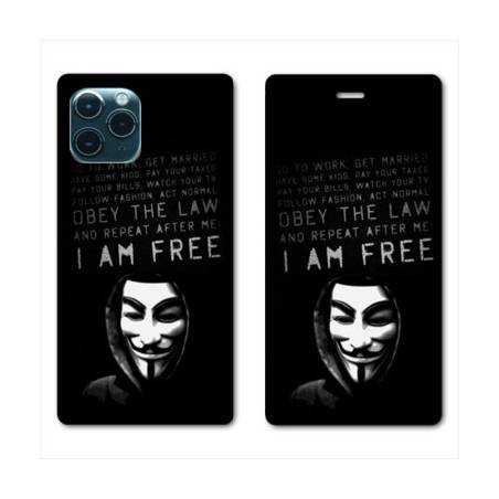 RV Housse cuir portefeuille Iphone 11 Pro (6,1") Anonymous I am free