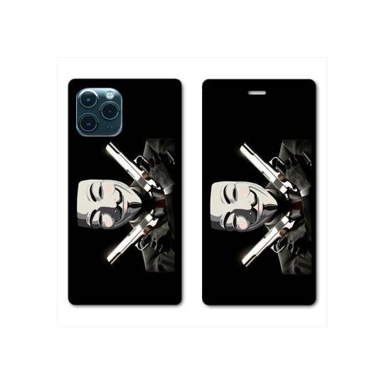 RV Housse cuir portefeuille Iphone 11 Pro (6,1") Anonymous Gun
