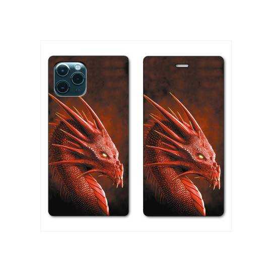 RV Housse cuir portefeuille Iphone 11 Pro (6,1") Dragon Rouge