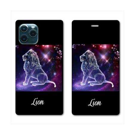 RV Housse cuir portefeuille Iphone 11 Pro (6,1") signe zodiaque Lion2