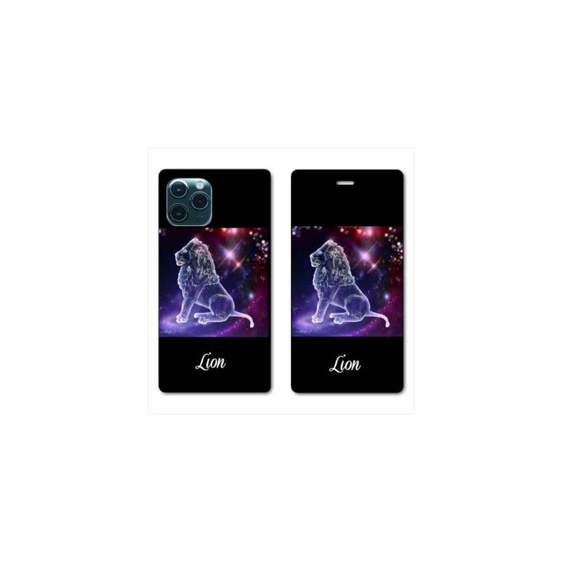 RV Housse cuir portefeuille Iphone 11 Pro (6,1") signe zodiaque Lion2