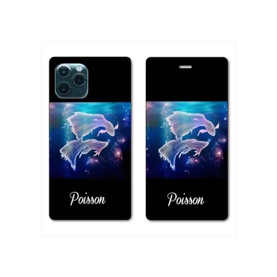 RV Housse cuir portefeuille Iphone 11 Pro (6,1") signe zodiaque Poisson2