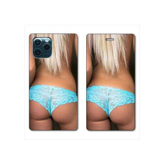 RV Housse cuir portefeuille Iphone 11 Pro (6,1") Sexy tanga bleu