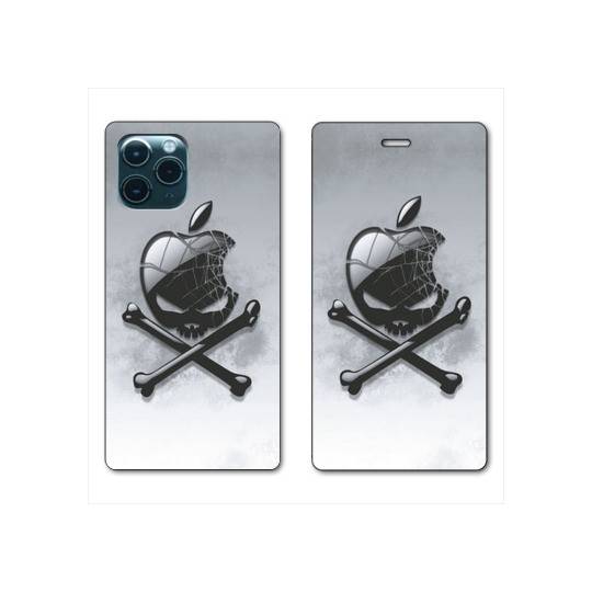 RV Housse cuir portefeuille Iphone 11 Pro (6,1") Pomme Tete mort