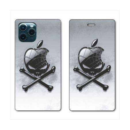 RV Housse cuir portefeuille Iphone 11 Pro (6,1") Pomme Tete mort