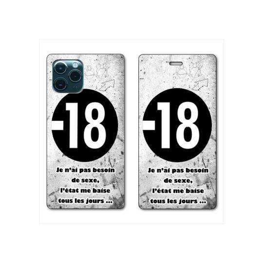 RV Housse cuir portefeuille Iphone 11 Pro (6,1") Humour 18 ans