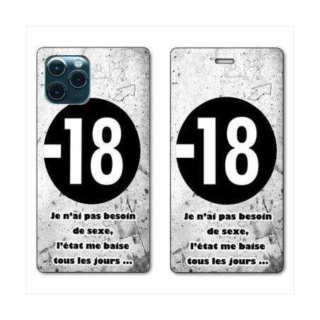 RV Housse cuir portefeuille Iphone 11 Pro (6,1") Humour 18 ans