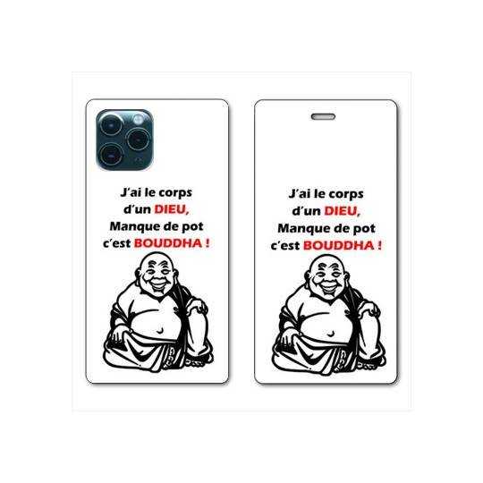 RV Housse cuir portefeuille Iphone 11 Pro (6,1") Humour Bouddha