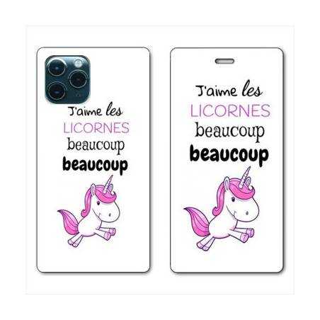RV Housse cuir portefeuille Iphone 11 Pro (6,1") Decale licornes