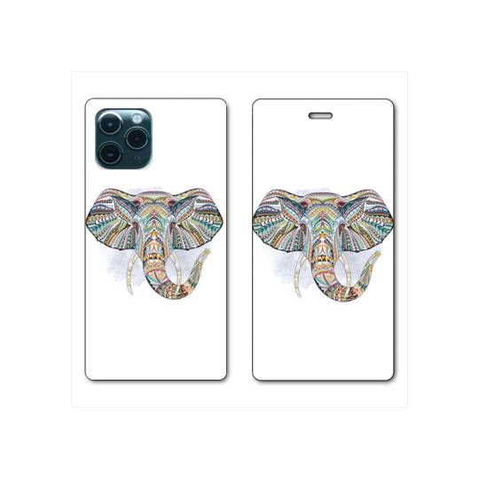 RV Housse cuir portefeuille Iphone 11 Pro (6,1") Ethniques Elephant Color B