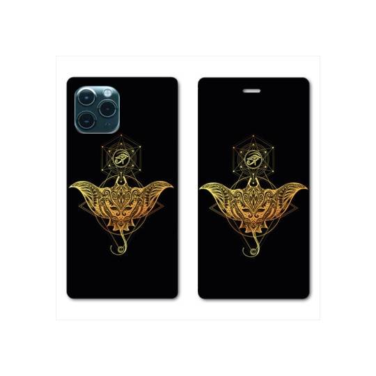 RV Housse cuir portefeuille Iphone 11 Pro (6,1") Animaux Maori Raie noir