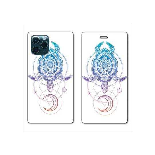 RV Housse cuir portefeuille Iphone 11 Pro (6,1") Animaux Maori tortue color