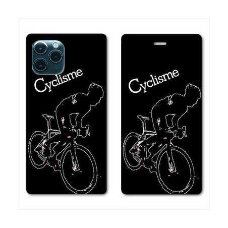 RV Housse cuir portefeuille Iphone 11 Pro (6,1") Cyclisme Ombre blanche