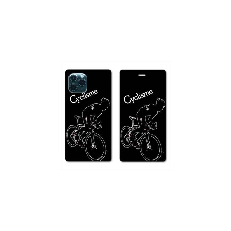 RV Housse cuir portefeuille Iphone 11 Pro (6,1") Cyclisme Ombre blanche