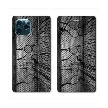 RV Housse cuir portefeuille Iphone 11 Pro (6,1") Tennis Raquette Vintage