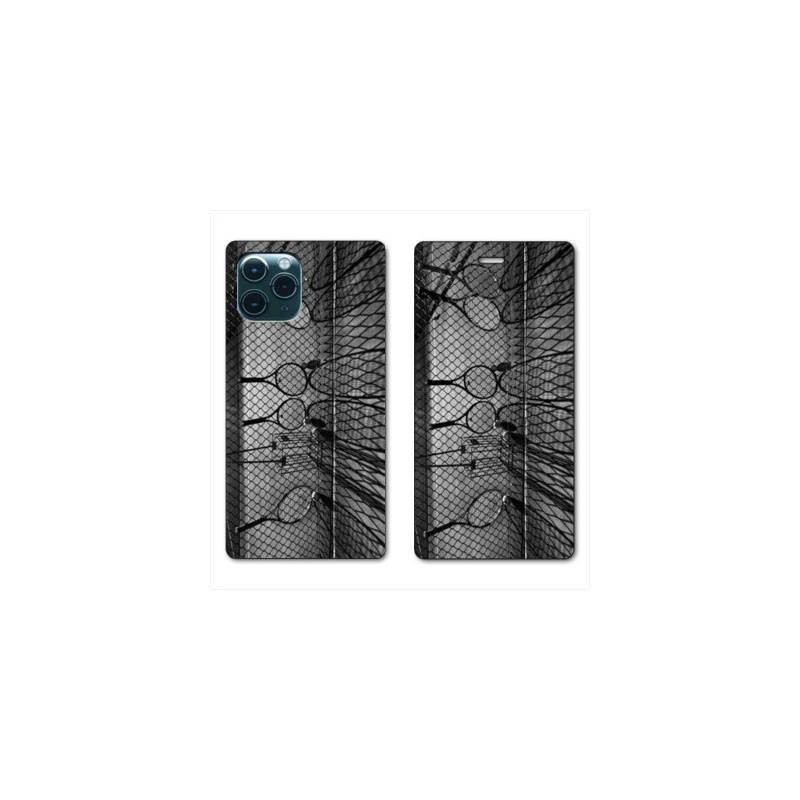 RV Housse cuir portefeuille Iphone 11 Pro (6,1") Tennis Raquette Vintage