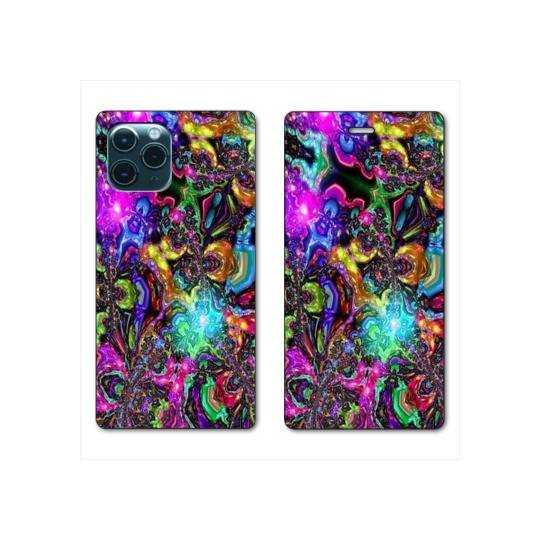 RV Housse cuir portefeuille Iphone 11 Pro (6,1") Psychedelic colore