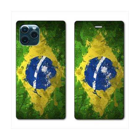 RV Housse cuir portefeuille Iphone 11 Pro Max (6,5") Bresil texture