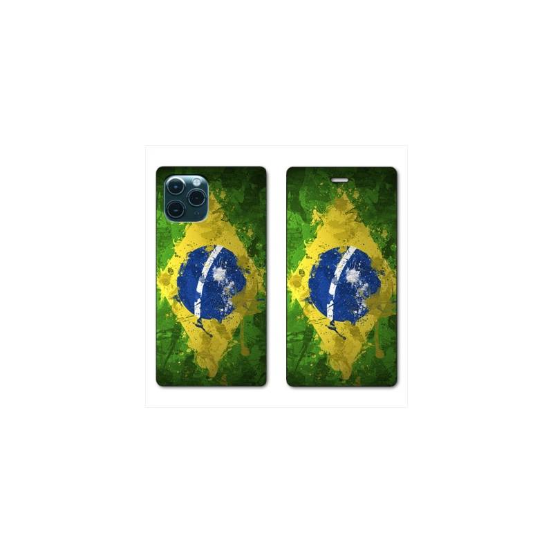 RV Housse cuir portefeuille Iphone 11 Pro Max (6,5") Bresil texture