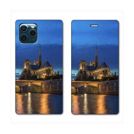 RV Housse cuir portefeuille Iphone 11 Pro Max (6,5") France Notre Dame Paris night