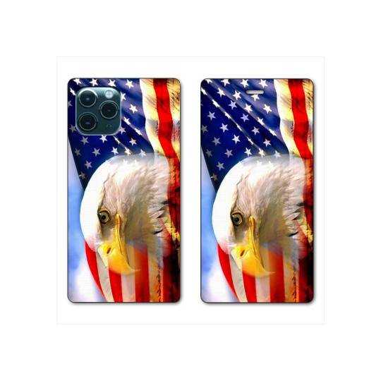 RV Housse cuir portefeuille Iphone 11 Pro Max (6,5") Amerique USA Aigle