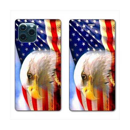 RV Housse cuir portefeuille Iphone 11 Pro Max (6,5") Amerique USA Aigle