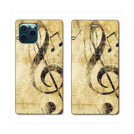 RV Housse cuir portefeuille Iphone 11 Pro Max (6,5") Musique clé sol vintage