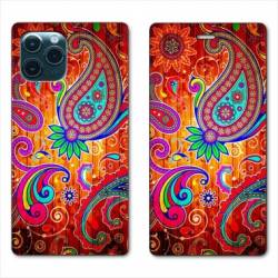 RV Housse cuir portefeuille Iphone 11 Pro Max (6,5") fleur psychedelic