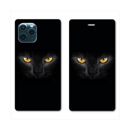 RV Housse cuir portefeuille Iphone 11 Pro Max (6,5") Chat Noir
