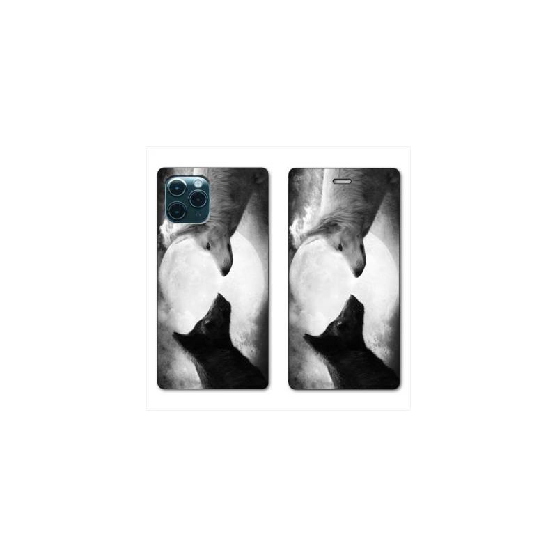 RV Housse cuir portefeuille Iphone 11 Pro Max (6,5") Loup Duo