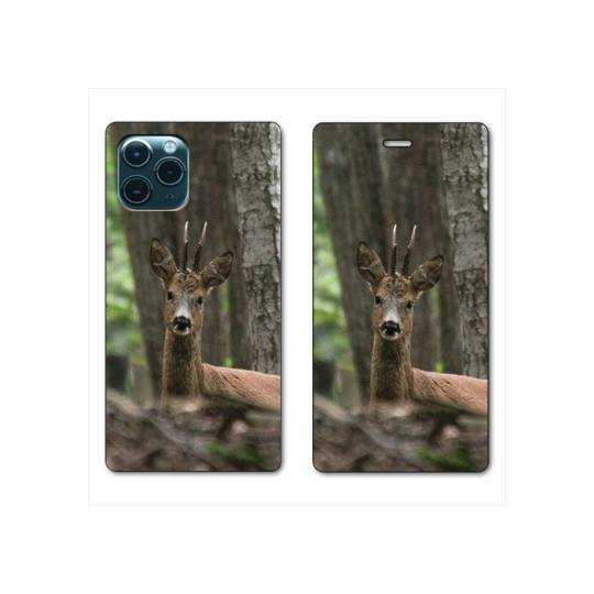 RV Housse cuir portefeuille Iphone 11 Pro Max (6,5") chasse chevreuil Bois