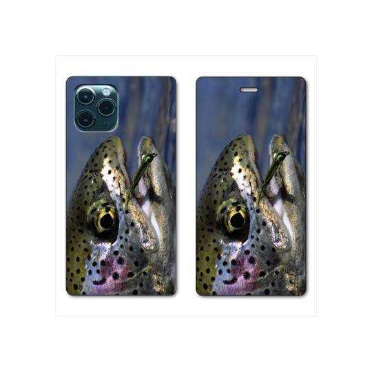 RV Housse cuir portefeuille Iphone 11 Pro Max (6,5") peche truite