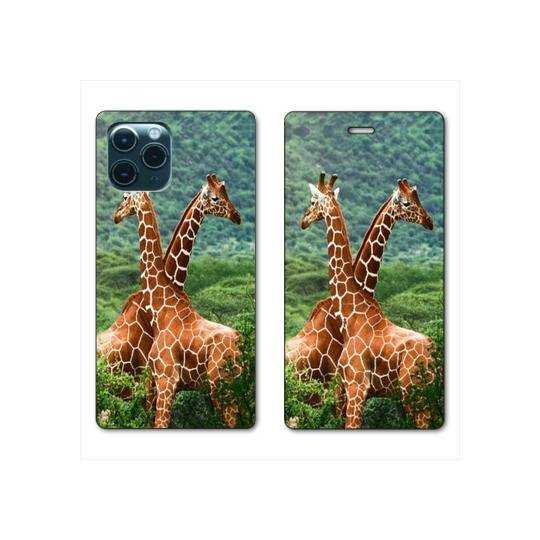 RV Housse cuir portefeuille Iphone 11 Pro Max (6,5") savane Girafe Duo