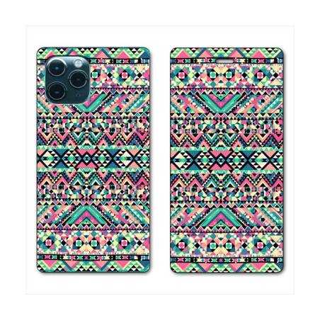RV Housse cuir portefeuille Iphone 11 Pro Max (6,5") motifs Aztec azteque rose