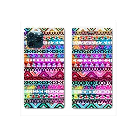 RV Housse cuir portefeuille Iphone 11 Pro Max (6,5") motifs Aztec azteque rouge