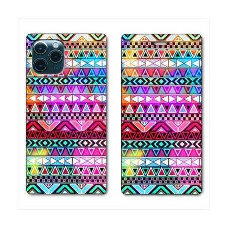 RV Housse cuir portefeuille Iphone 11 Pro Max (6,5") motifs Aztec azteque rouge