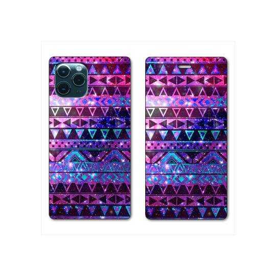RV Housse cuir portefeuille Iphone 11 Pro Max (6,5") motifs Aztec azteque violet